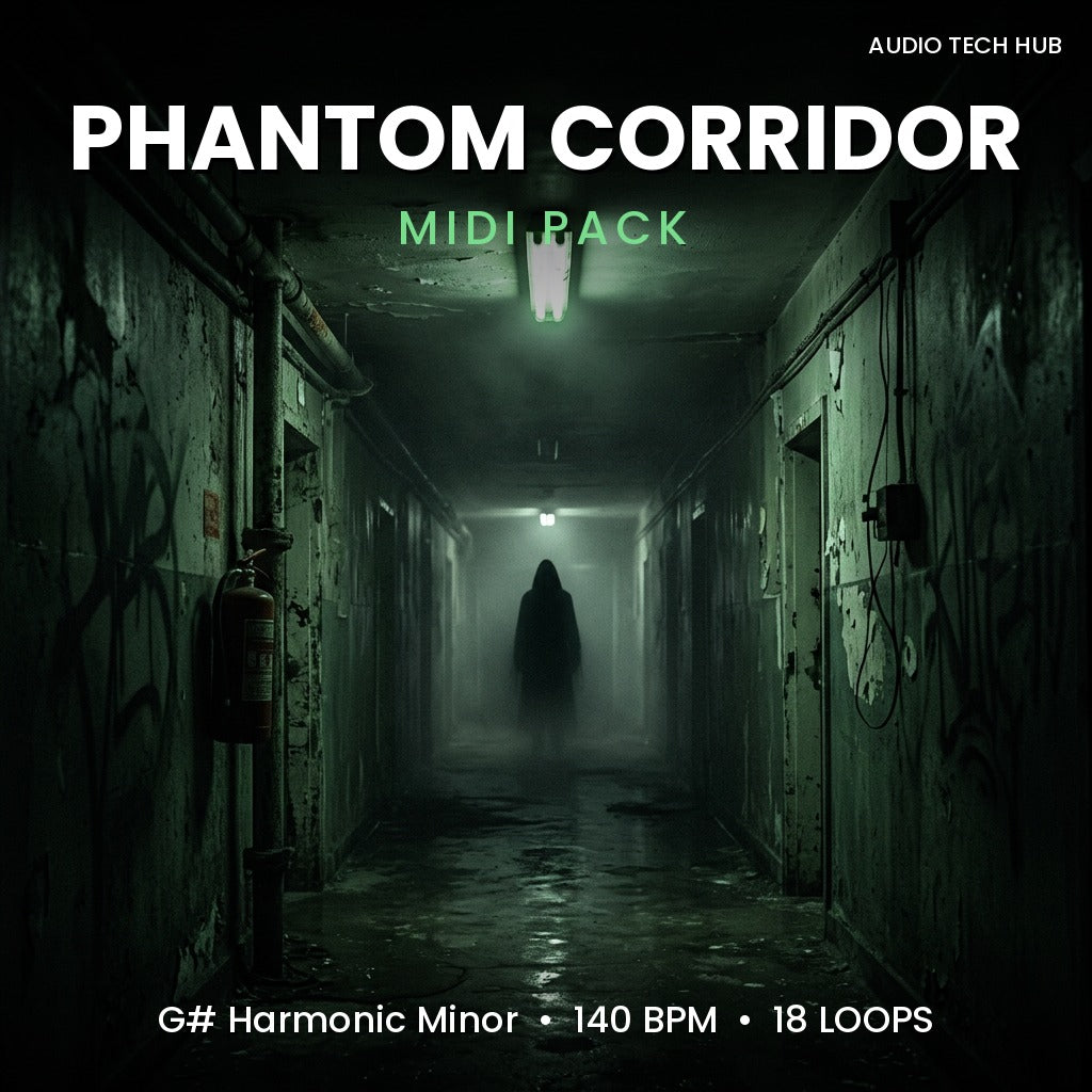 Phantom Corridor: Horror Trap MIDI Pack (G# Harmonic Minor, 140 BPM)