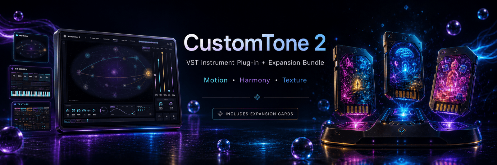 CustomTone 2 — VST instrument plug-in with three expansion-pack cards (Creator Arc, Lucid Dreams, Nostalgia)